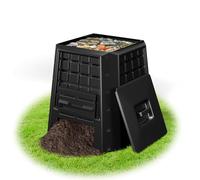 COSTWAY Compostiera da Giardino da 380L, Bidone per Compostaggio da Esterno con Coperchio e Prese d'Aria Regolabili, Barile per Compost per Creare Terreno Fertile Velocemente