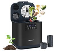 COSTWAY Compostiera Elettrica da Cucina 4 L, Dispensatore Intelligente di Rifiuti da Banco con Coperchio e Schermo LED, Pulizia Automatica, Trasforma Rifiuti Alimentari in Fertilizzante Secco
