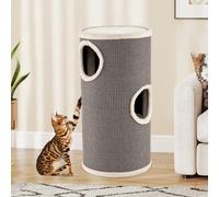 Costway Condo per gatti a piani multi-livello con tappetino per graffi in sisal, Condo letto morbido per pisolini Grigio