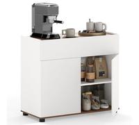 COSTWAY Credenza Buffet con 2 Ante e 1 Cassetto, Armadietto Indipendente in Legno con Kit Anti-Ribaltamento, per Soggiorno e Sala da Pranzo, 80 x 35 x 70 cm (Bianco)