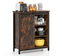 COSTWAY Credenza Cucina, Mobile da Ingresso con Ante Scorrevole, Armadietto con Ripiani Regolabili, Mobiletto Multiuso,3 Ripiani e 1 Scomparto con Porta per Cucina, Sala da Pranzo, 70 cm x 30 cm