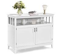 COSTWAY Credenza Cucina Moderna, Mobiletto da Cucina con Ripiano Regolabile e 2 Ante, Mobiletto Multiuso da Soggiorno Sala da Pranzo Ingresso, Bianco