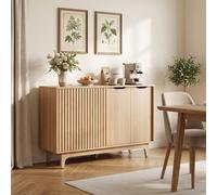 Costway Credenza da cucina con anta scorrevole e ripiani regolabili armadietto organizzatore, Mobile cucina con 2 armadi e gambe rialzate