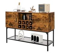 COSTWAY Credenza Industriale per Buffet, Mobile da Cucina con Portabottiglie, Ripiano in Rete Metallica, 2 Ante, per Sala da Pranzo, Soggiorno, 120 x 40 x 85 cm