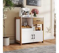 Costway Credenza moderna stile rustico con cassetto ripiano estraibile e 2 ante, Buffet per sala da pranzo e soggiorno da cucina Bianco