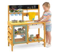 COSTWAY Cucina Giocattolo per Bambini, con Fornelli, Lavagna, Serbatoio