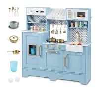 COSTWAY Cucina Giocattolo per Bambini, Cucina Legno per Bambini con Macchina per Ghiaccio, Caffettiera e Accessori, Gioco di Finzione per Piccoli Cuochi 3-6 Anni, 84 x 30 x 90 cm