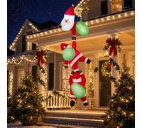 COSTWAY Decorazione Natalizia Gonfiabile 280 cm con 3 Babbi Natale | Babbo Natale da Appendere con Illuminazione a LED, Ventilatore, Picchetti da Terra, per Esterni, Feste e Scale