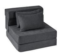 Costway Divano letto comodo pieghevole in tessuto chenille, Poltrona letto convertibile 3-in-1 con 2 cuscini 72 x 76 x 58 cm Grigio