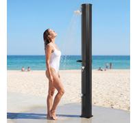 Costway Doccia da giardino con soffione 360° rubinetto per piedi fino a 60°c senza allacciamento elettrico, Doccia solare da esterno 60 l Nero