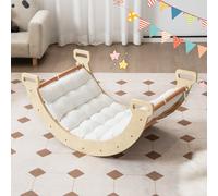 Costway Dondolo ad arco 2 in 1 con morbido cuscino, Arco di arrampicata a doppia faccia per bambini di 1+ anni Naturale