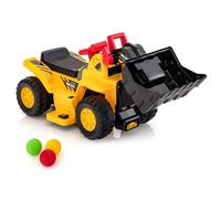 COSTWAY Escavatore Elettrico per Bambini, Ruspa Cavalcabile con Benna Controllabile Vano Nascosto Effetti Sonori e Canestro da Basket Pieghevole e 3 Palline, per Bambini 2 Anni+
