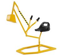 COSTWAY Escavatore Giocattolo per Bambini, Ruspa Cavalcabile con Controlli a 2 Mani e Pala Flessibile, Sedile Girevole a 360°, Ruspa Giocattolo per Esterni, 3 Anni+ (con Base Giallo)