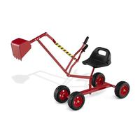 COSTWAY Escavatore per Bambini, Scavatore per Sabbiera con Comandi a 2 Mani e Pala Flessibile, Sedile Rotante a 360°, 4 Ruote, Ideale per Bambini 3 Anni+ (Rosso)