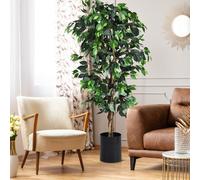 Costway Ficus artificiale 180 cm facile da mantenere, Pianta finta decorativa in vaso per casa giardino ufficio