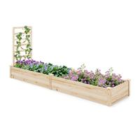 COSTWAY Fioriera da Esterno e Traliccio, Letto Rialzato in Legno per Fiori, Erbe, Verdure, Frutta e Viti Rampicanti, Aiuola Elevata da Giardino con Spalliera, 235CM x 63CM x 102CM