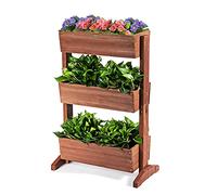 COSTWAY Fioriera da Esterno in Legno, Fioriera con 3 Livelli a Scala per Coltivazione di Ortaggi, Fiori, Erbe e Frutta, Fioriera per Balcone, Giardino e Cortile, 71 x 38 x 105 cm