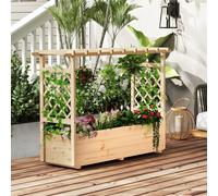 Costway Fioriera elevata in legno per esterno, Letto da giardino rialzato per letto rialzato per piante/verdura/frutta, Naturale