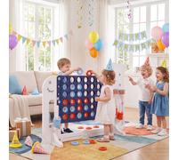 Costway Forza 4 gigante altezza regolabile per bambini, Gioco 4 in linea 42 pedine pallone basket 2 palline mazza golf 3 anelli 2 portabicchieri Blu scuro