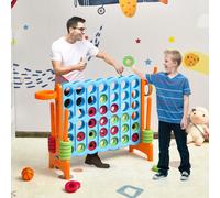 Costway Forza 4 gigante con canestro e gioco di lancio, Gioco da esterno per bambini e adulti 84x33x79 cm Arancione