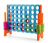 COSTWAY Forza 4 Gigante per Bambini e Adulti, Set di Forza 4 da Interno ed Esterno, Gioco per Feste e Vacanze, 120 x 42 x 104 cm, Azzurro+Arancione