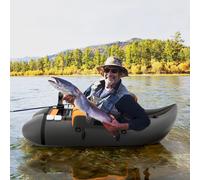 Costway Galleggiante da pesca gonfiabile con pompa di pedale, Barca da pesca portatile con capacità di carico 150kg Grigio scuro