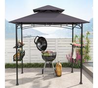 Costway Gazebo barbecue e carrello da griglia con ripostiglio da cucina da esterno, Tendone da esterno e carrello da griglia e armadietto a 2 porte