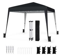 COSTWAY Gazebo da Giardino 3 x 3 M, Tendone Parasole con Telo Impermeabile e Resistente, Sacchi di Sabbia, Pieghevole, Portatile e Altezza Regolabile, per Esterno, Mercati, Fiere e Campeggio (Nero)