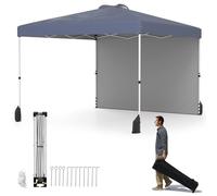 COSTWAY Gazebo Pieghevole 3 x 3 m, Gazebo da Esterno con Borsa con Ruote, Picchetti, Ancoraggi, Corde del Vento, Sacchi di Sabbia e Copertura Ventilata, Tendone Impermeabile per Feste (Grigio)