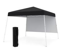 COSTWAY Gazebo Pop-up da Esterno 3 x 3 m, Gezebo Pieghevole con 1 Parete Laterale, Zaino Portatile e 4 Picchetti, Tendone Impermeabile e Resistente per Campeggio e Feste (Nero)
