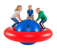 COSTWAY Giostra Gonfiabile a Pianeta per Bambini da 223CM per Inclinare, Arrampicarsi e Saltare con 6 Maniglie Incorporate, Giocattolo Spaziale per Esterno per Bambini dai 5 Anni+ (Rosso+Blu)