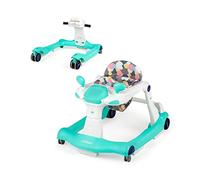 COSTWAY Girello per bambini 2 in 1, Girello con Altezza e Velocità Regolabili, Carillon con Luci e Cuscino Comodo, Primi Passi per Bambini 6-18 Mesi, Capacità di carico: 15 kg (Verde)