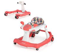 COSTWAY Girello per bambini 2 in 1, Girello con Altezza e Velocità Regolabili, Carillon con Luci e Cuscino Comodo, Primi Passi per Bambini 6-18 Mesi, Capacità di carico: 15 kg (Arancia)