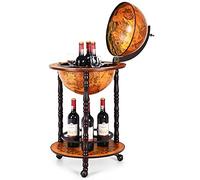 COSTWAY Globo bar World Globe Bar su ruote, carrello da bar, carrello da portata in legno, portabottiglie per vino, liquori, bevande