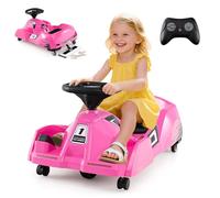 COSTWAY Go Kart Elettrico per Bambini, 12V Macchina Elettrica con Telecomando 3 Velocità Clacson Musica, 2-4 km/h, Regalo per Bambini 2-5 Anni (Rosa)