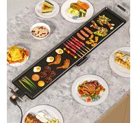Costway Griglia barbecue antiaderente da banco con temperatura regolabile per interni ed esterni, Griglia elettrica extra large 100cm Nero