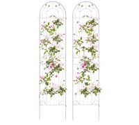 COSTWAY Grigliati per Rampicanti 180 x 50 CM, Set di 2 Tralicci di Metallo Antiruggine per Piante Rampicanti, Rose e Verdure, Decorazione Esterna per Giardino, Cortile e Patio (Bianco)