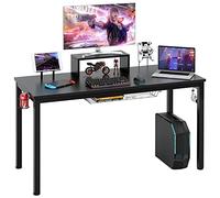 COSTWAY HW63510gamingtisch-VC Scrivania da Gioco, Legno ingegnerizzato Metallo, Nero, 140 x 60 x 74 cm