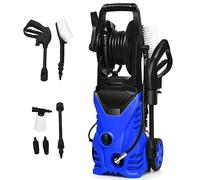 COSTWAY Idropulitrice con 2030 PSI, 5L / Min Idropulitrice Portatile con Ugello Lotus e Ugello ad Alta Pressione, Cavi e Tubi Più lunghi, Adatto per La pulizia di Giardini, Auto,Case(blu)