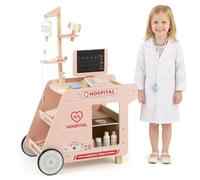 COSTWAY Kit Medico Giocattolo, Centro Medico per Bambini in Legno con Carrello, Macchina TC, Stetoscopio e Accessori Completi, Set Dottoressa Gioco Educativo, Regalo per Bambini 3+ Anni