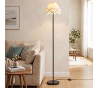 Costway Lampada da terra con paralume tessuto e stelo metallo, Piantana E27 pedale base ispessita per salotto camera e ufficio