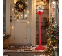 Costway Lampione stradale musicale di natale nevicata soffiante e 15 luci LED colorate, Globo della neve su supporto con babbo natale e ruota panoramica