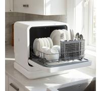Costway Lavastoviglie da banco portatile compatta con serbatoio 8,25 L e 6 programmi completi, Lavastoviglie con asciugatura e doppio braccio spruzzatore 360°