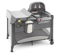 COSTWAY Lettino da Campeggio con Materasso, Lettino Pieghevole per Bambini con Fasciatoio, Culla da Viaggio con Ruote, Giocattolo, Lettino Bambini Staccabile, per Bambini 0-36 Mesi (Grigio)