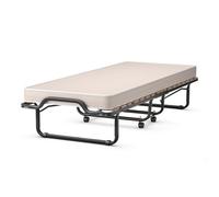 COSTWAY Letto Brandina Pieghevole, con Materasso in Memory Foam, Struttura Resistente e 4 Ruote Girevoli, Lettino Pieghevole, 200 x 80 x 40cm, Made in Italy (Beige)