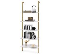 COSTWAY Libreria a 5 livelli, Scaffale Multifunzionale con Struttura in Metallo, Libreria a Parete per Ufficio Soggiorno Ingresso, Scaffale Espositivo, 60x30x180cm (Bianco)