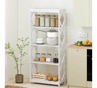 Costway Libreria alta 5 ripiani legno romboidale scaffale espositivo aperto, Libreria moderna autoportante bianca ufficio soggiorno camera da letto