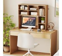 Costway Libreria da scrivania con 3 ripiani regolabili e scomparto aperto, Organizzatore di spazio per casa e ufficio Naturale