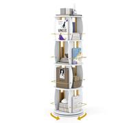 COSTWAY Libreria Girevole a 4 Livelli, 8 Barre (Bianco,4 Livelli) | Scaffale Angolare per Libri e Decorazioni, Combinazione Libera, Supporto Rotante Salvaspazio per Salotto, Camera e Ufficio