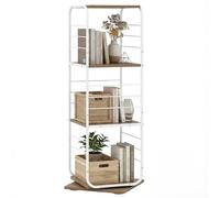 COSTWAY Libreria Girevole a 4 Ripiani, Torretta Libreria Rotante a 360° con Struttura in Metallo, Scaffale d'Angolo Salvaspazio per Casa, Ufficio e Soggiorno, 40x40x115 cm (Naturale)